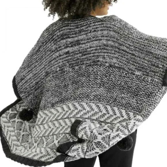 NWOT Aerie Heather Charcoal Grey Open-front Cardigan/ Poncho OS - Picture 3 of 9